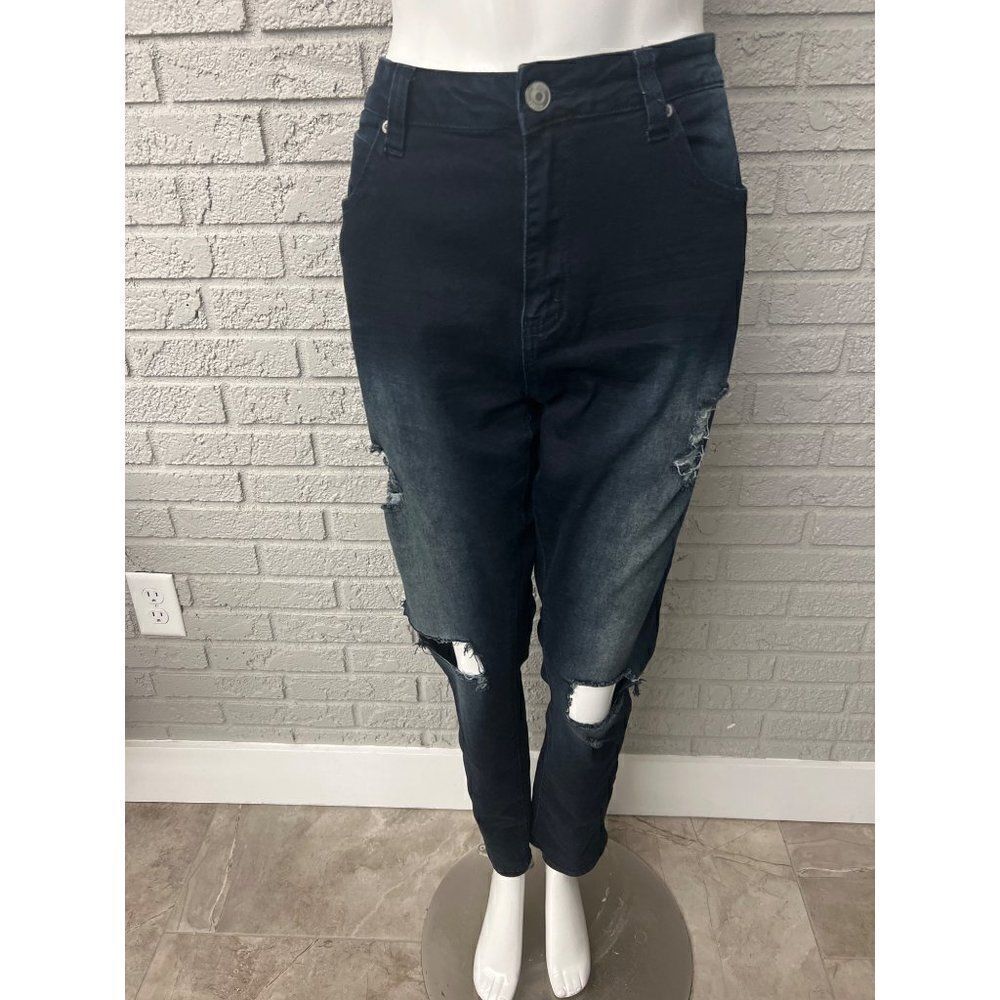 Rue 21 Premium Dark Blue Distressed Stretch Jeans Size 36/30